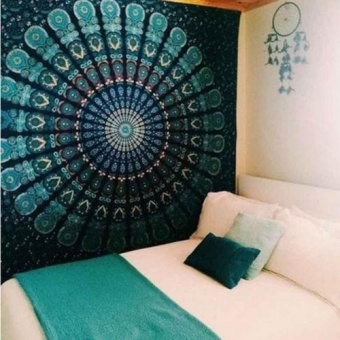 150cmx130cm Boho Wall Carpet Tapestry Mandala Tapestry CrystalArrays Blue Wall Art Tapestry Indian Decoration Blanket - intl